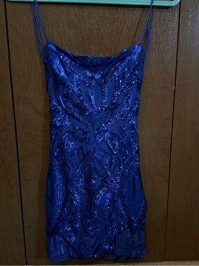 Lucy in the Sky Cobalt Sequin Spaghetti-Strap Mini Dress